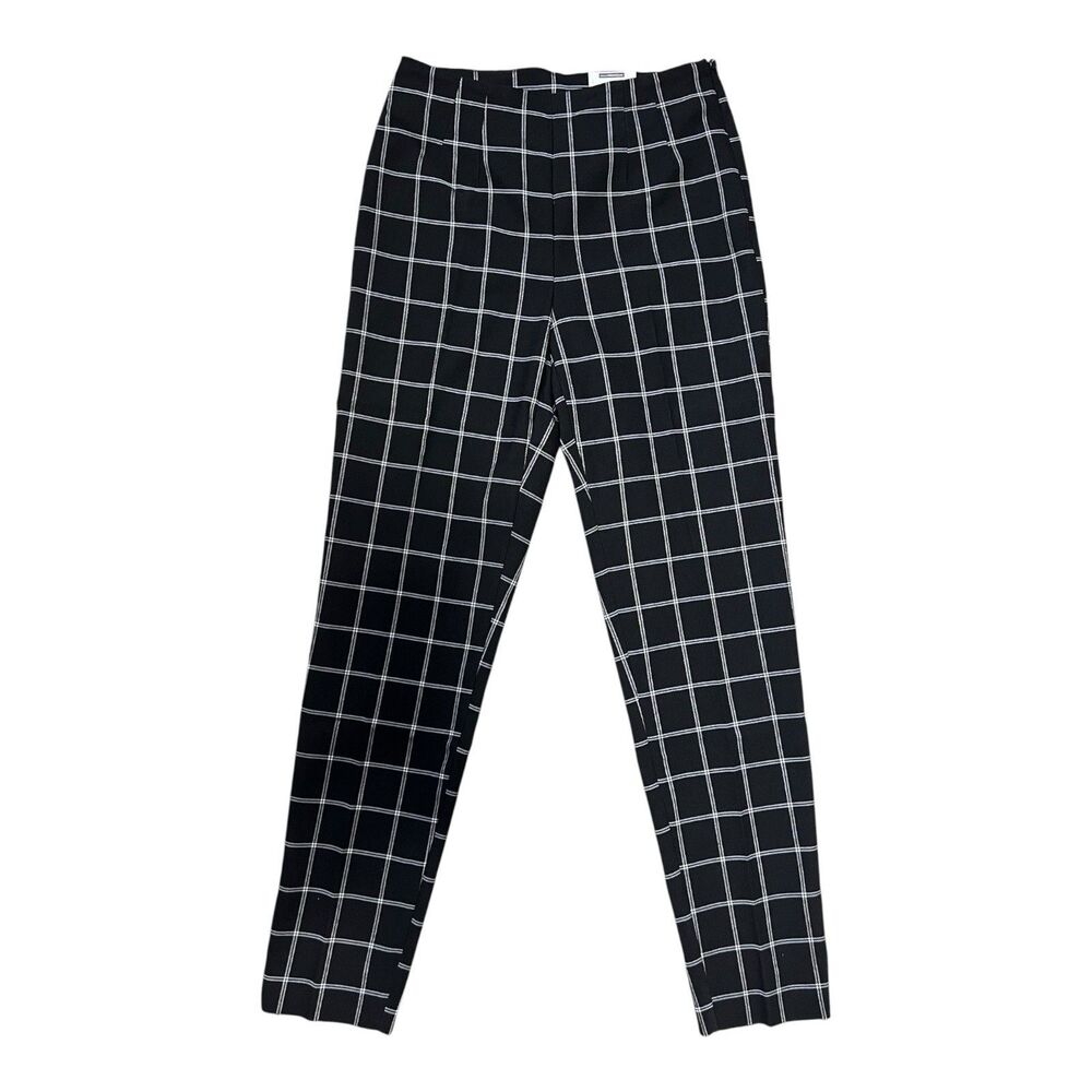 NWT Time & Tru Black Grid Windowpane Ankle Pants Sz 6 Office Dark Academia Goth